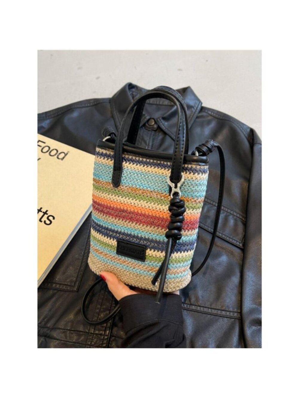 Striped Woven Mini Crossbody Bag